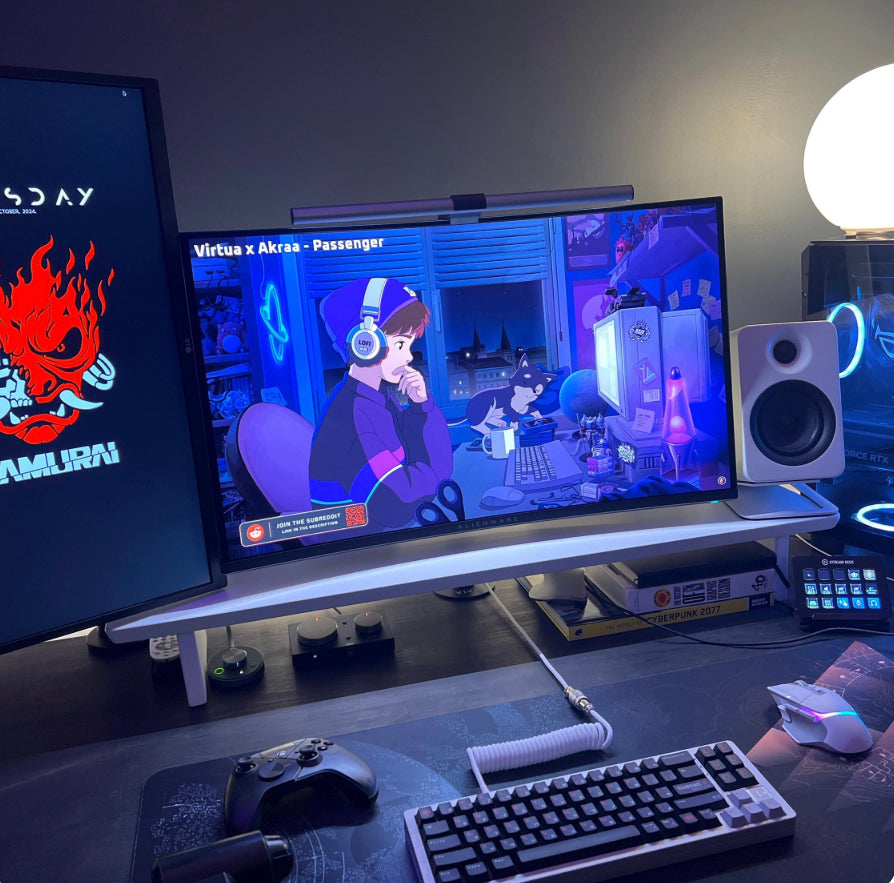 Support pour moniteur blanc - étagère de bureau